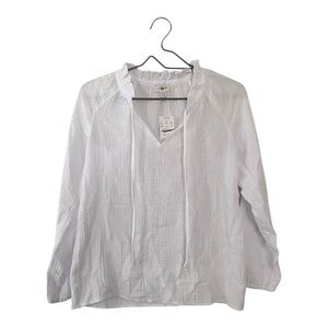 J Crew Factory White Gauze Tie Front Top Women’s Size XS Petite NEW Long Sleeves